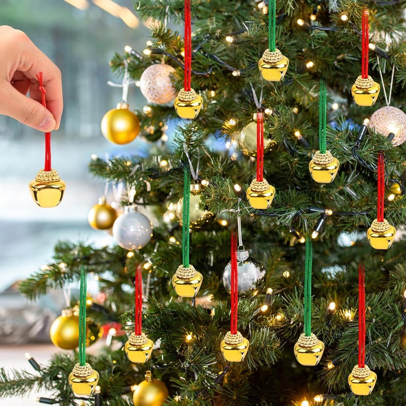 LIGHOON 24 PCS Christmas Jingle Bell, Necklace Bells with Rope for Christmas Holiday Party Decoration Supplies (Gold) - Image 4